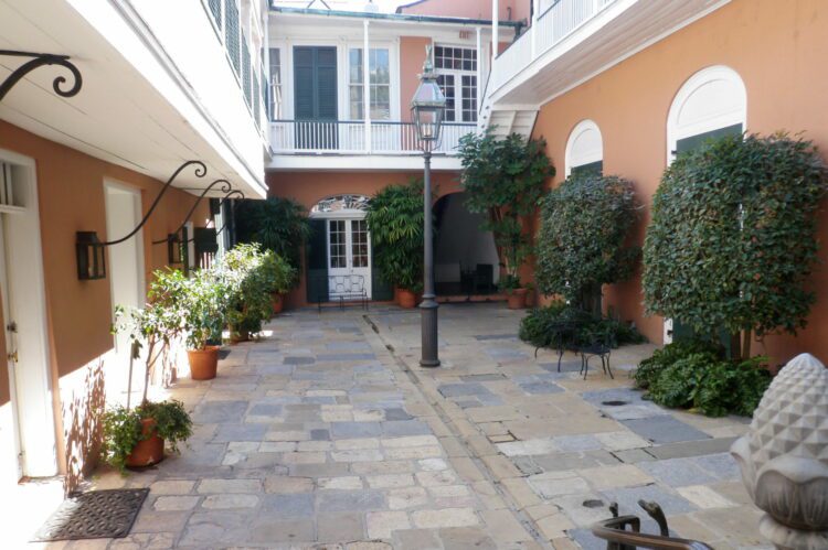irregular flagstone courtyard